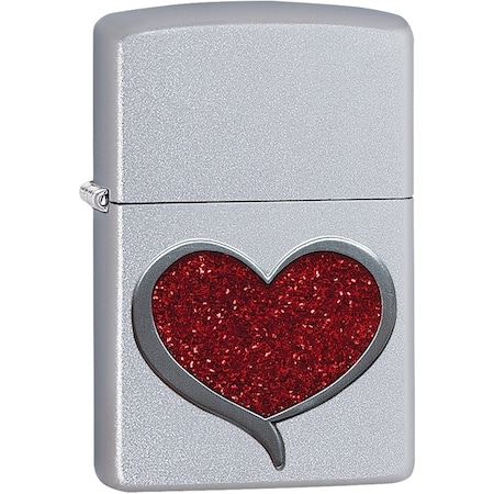 Zippo 2019 Zippo Satin Chrome Glitter Heart ZIP-29410